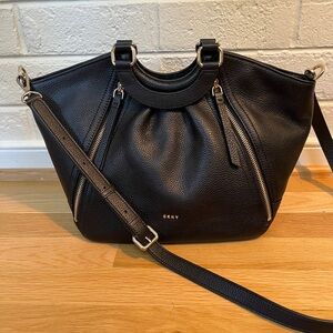 DKNY Black Pebbled Satchel
